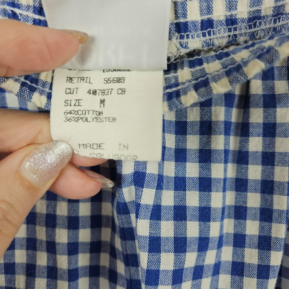 Koret Francisca Blue & White Gingham Elastic Waist Shorts M - Picture 4 of 9